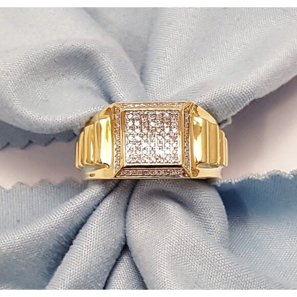 Amazing 10K Karat Solid Yellow Gold Designer Special Diamond Men's Ring Size 10 - Picture 1 of 12